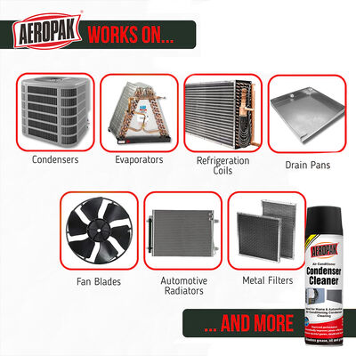 Aeropak 500ML Fast-Acting Aerosol Condenser Cleaner Foam-Type for All Condensers Removes Oil and Dirt